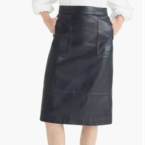 [BRAND NEW WITH TAG] J.CREW Collection A-Line Leather Midi Skirt